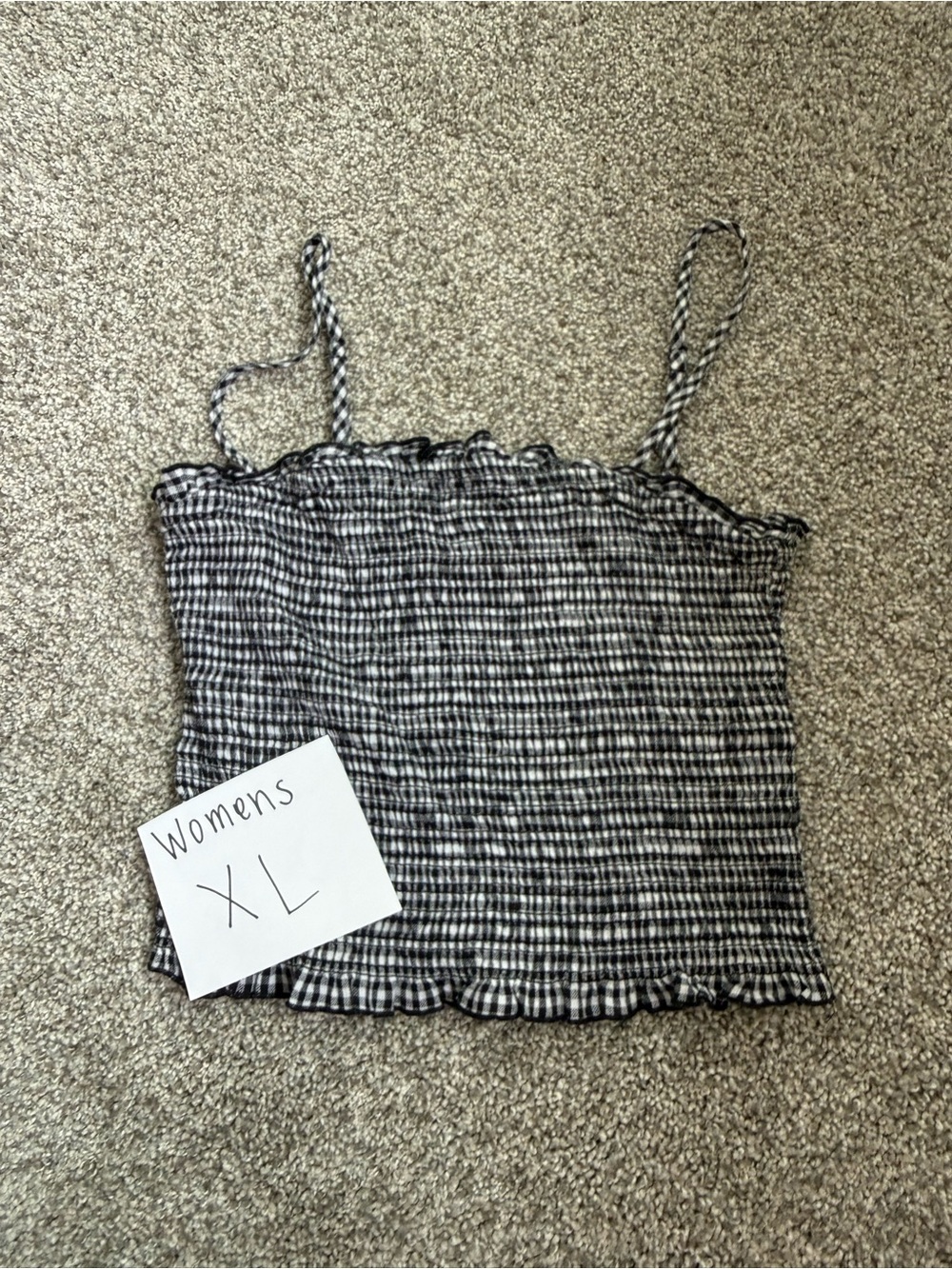 Tilly's Black and White Gingham Smocked Cami